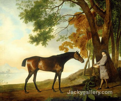 Shark with his Trainer Price in a River Landscape by George Stubbs paintings reproduction